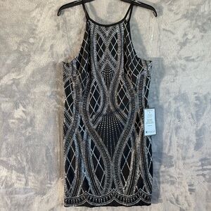Speechless Dress Juniors 15 Black Silver Glitter Halter Bodycon NWT Holiday NYE